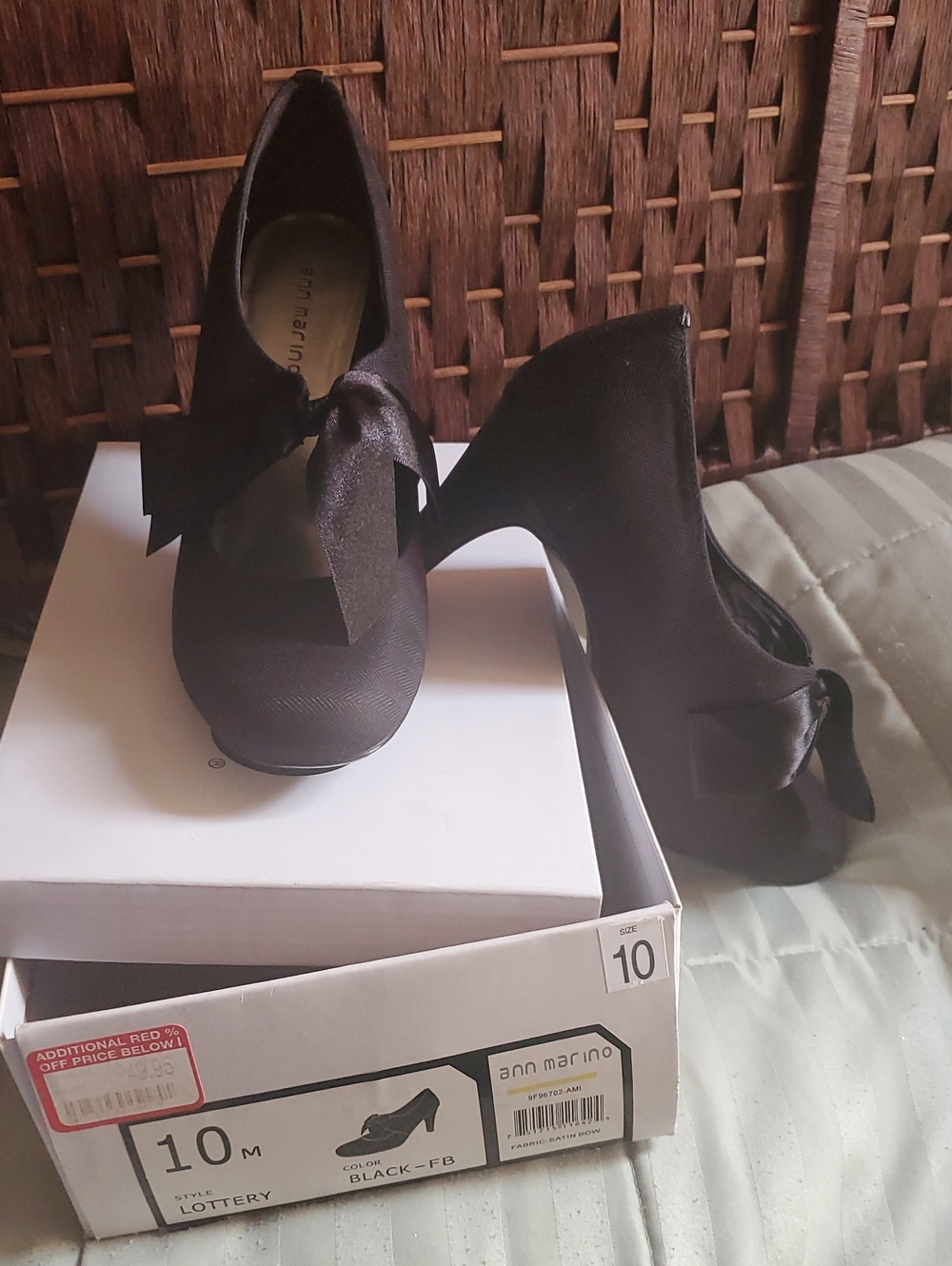 Ann Marino Black Bow Platform Pump - Women's